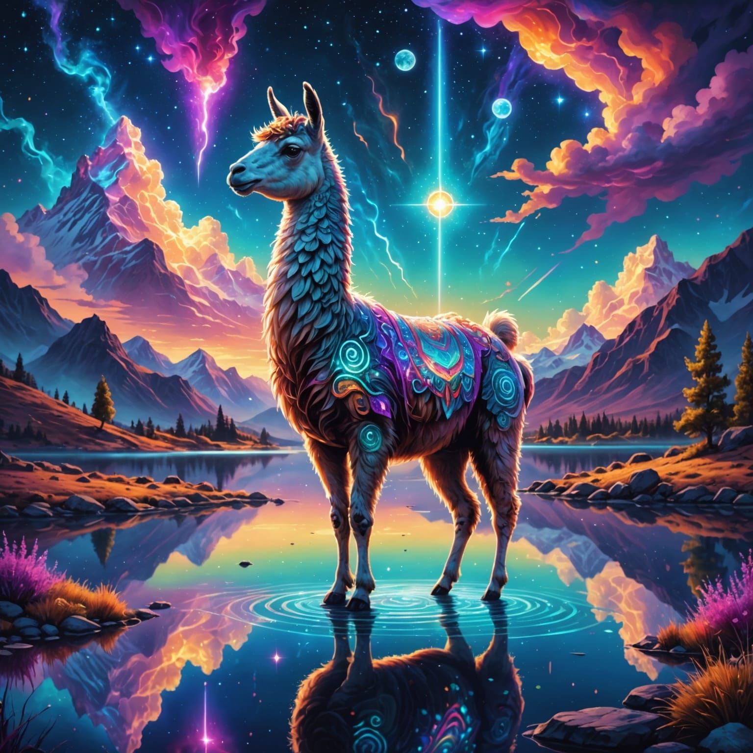 Glowing Llama Transcends to Cosmic Realm
