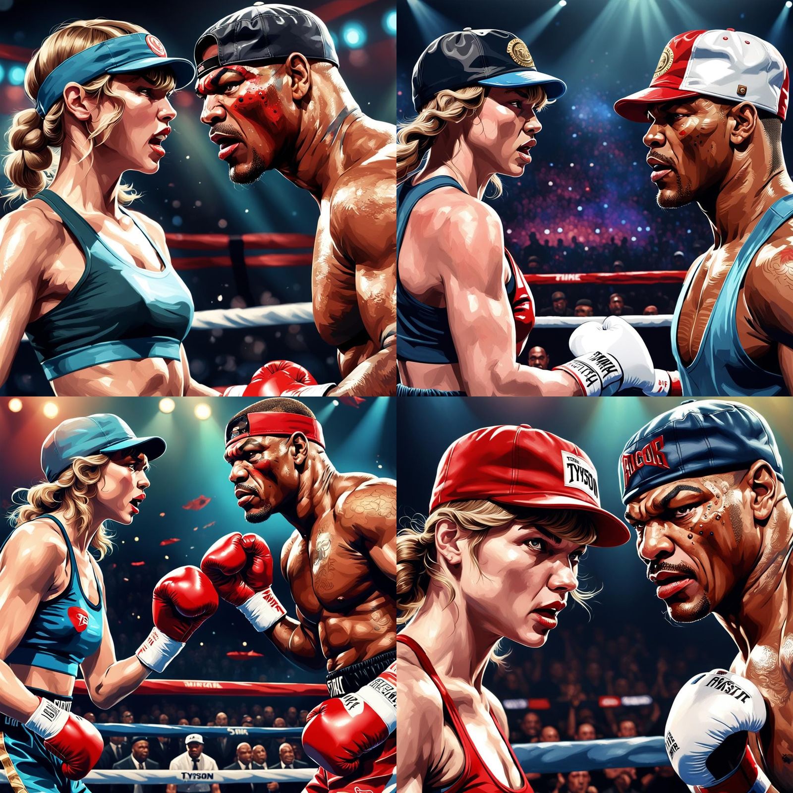 Tyson and Swift Boxing in Hyperrealistic Splash Art