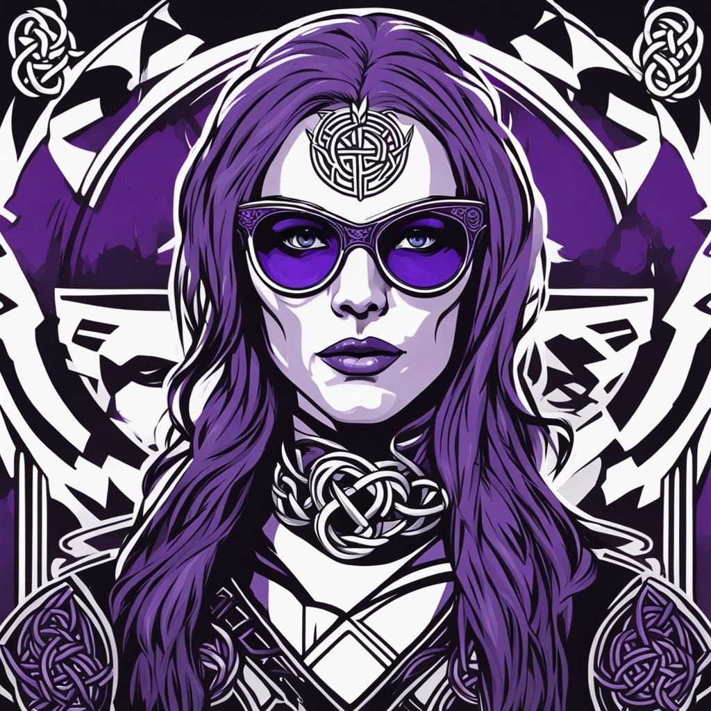 Celtic Woman Portrait in Vector Art Style