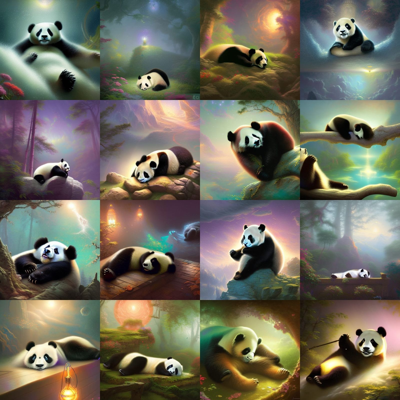 Sleeping Panda: Holographic Astral Illustration