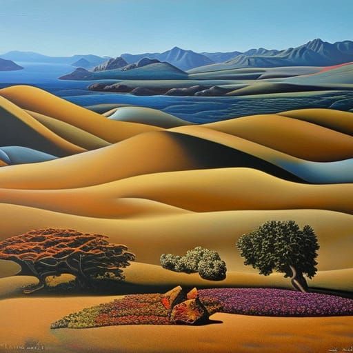 Psychedelic Seascape Painting in Hyper-Realism Style