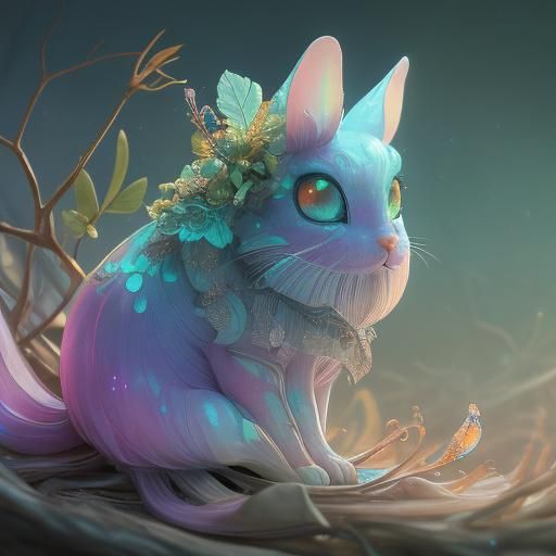 Iridescent Snail Kitten Hybrid in Dreamy Forest