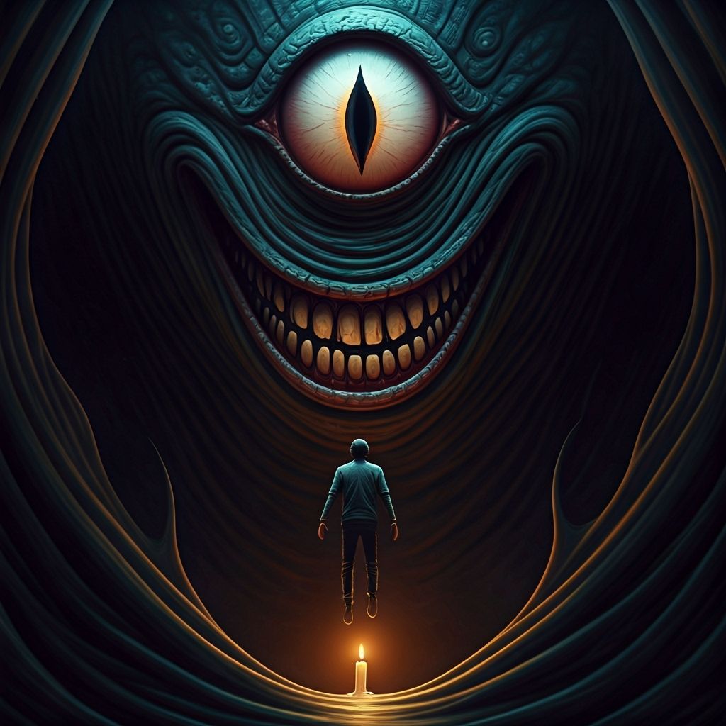 Man Confronts Lovecraftian God in Surreal Void