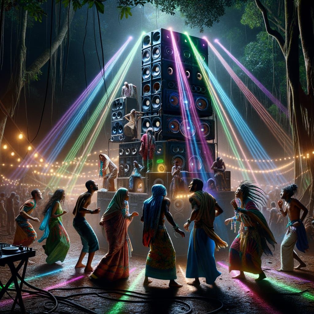 Free Tekno Rave in Forest at Night