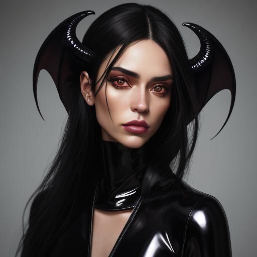 Expressive Woman in Latex: A Hyperrealistic Portrait