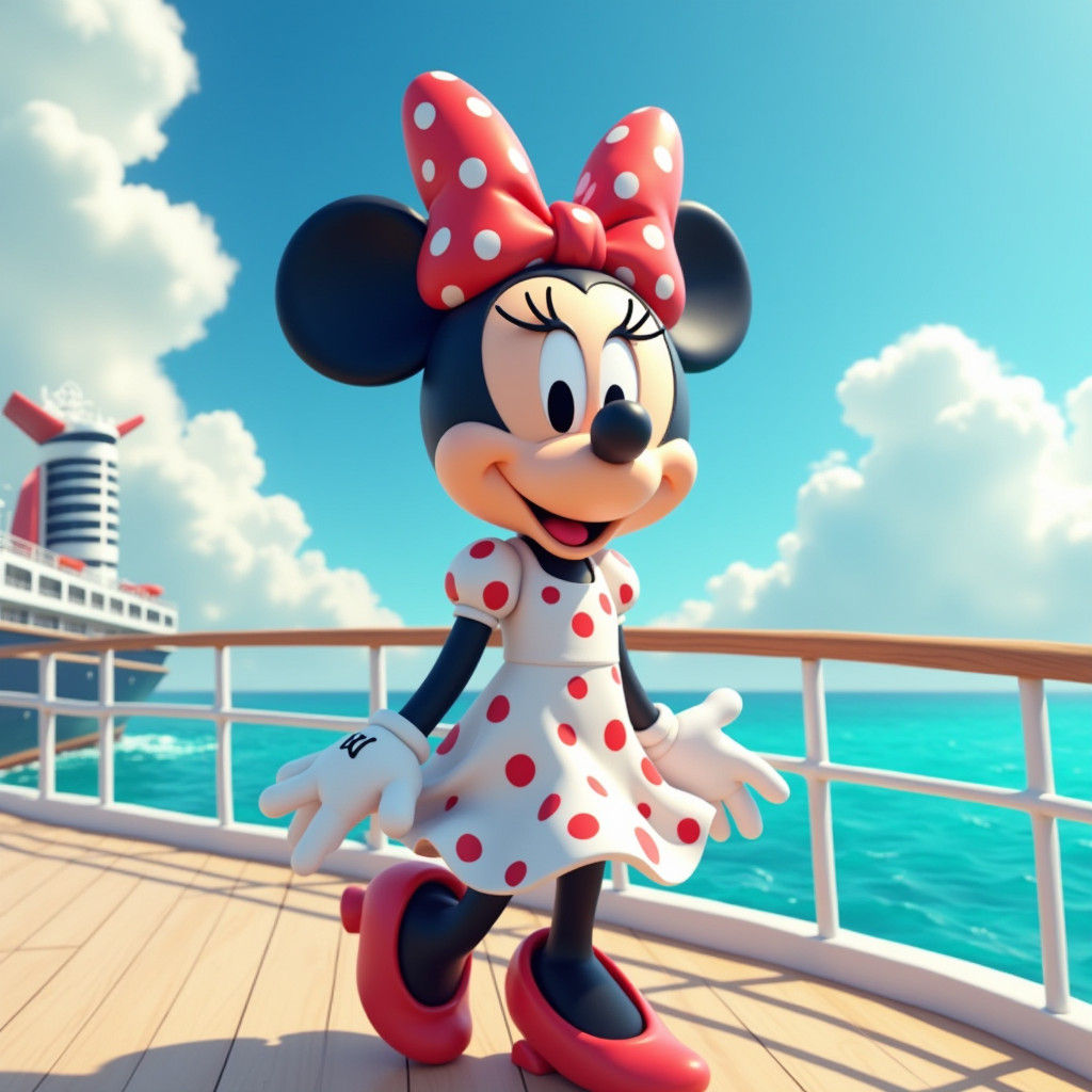 Minnie Mouse on a Cruise Ship in Anime Style