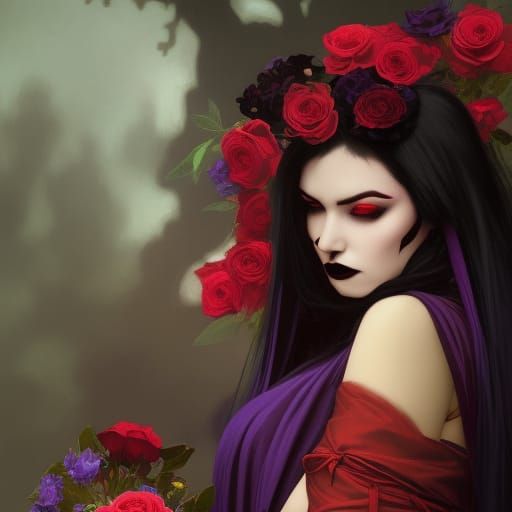 Vampire Queen Portrait in Art Nouveau Style