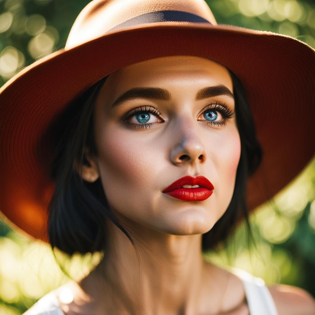 Portrait of a Woman with Hat in Natural Light