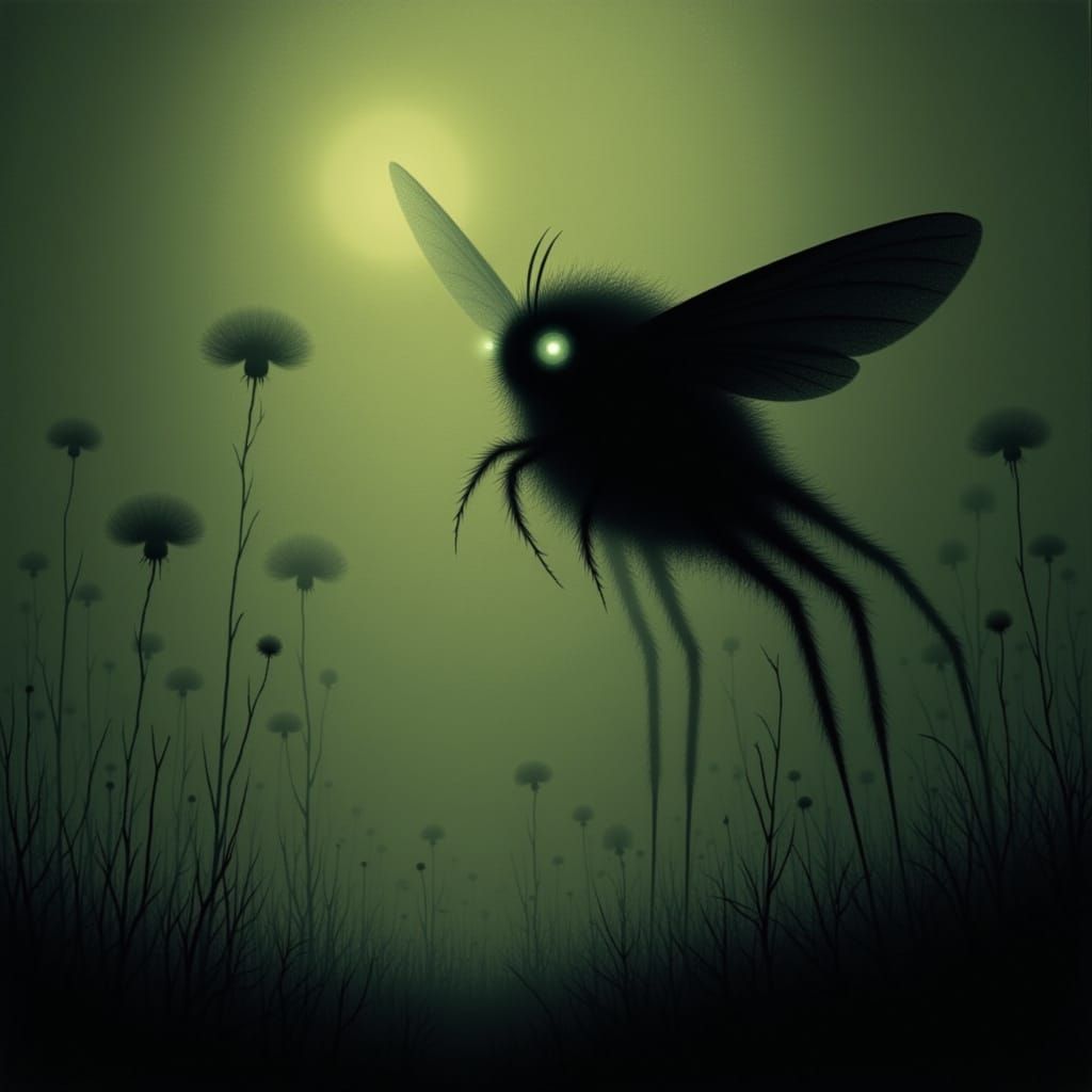 Surreal Storybook Moth in Eerie Fog