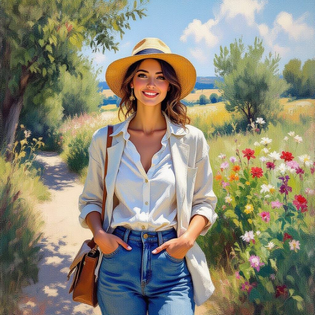 Impressionist Style Figure in Natural Outdoor Setting