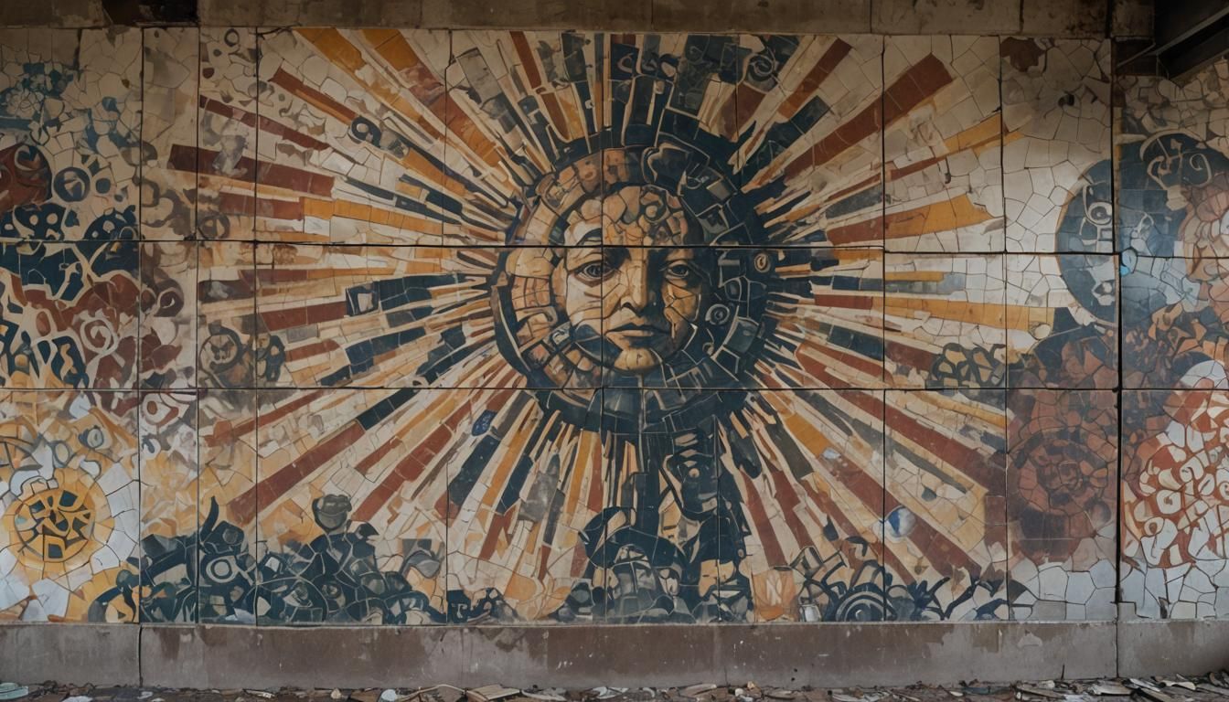 Dystopian Mural in Abandoned Post-Apocalyptic City