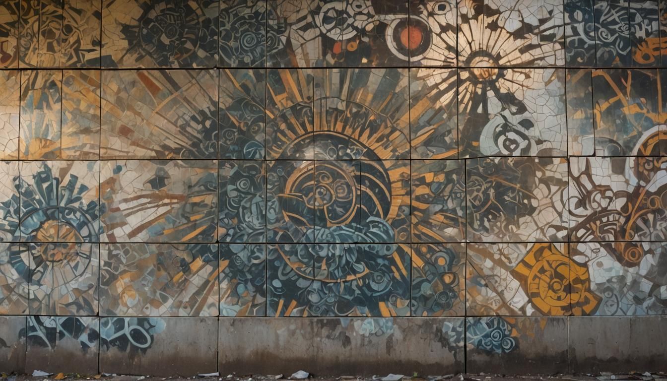 Dystopian Mural in Abandoned Post-Apocalyptic City