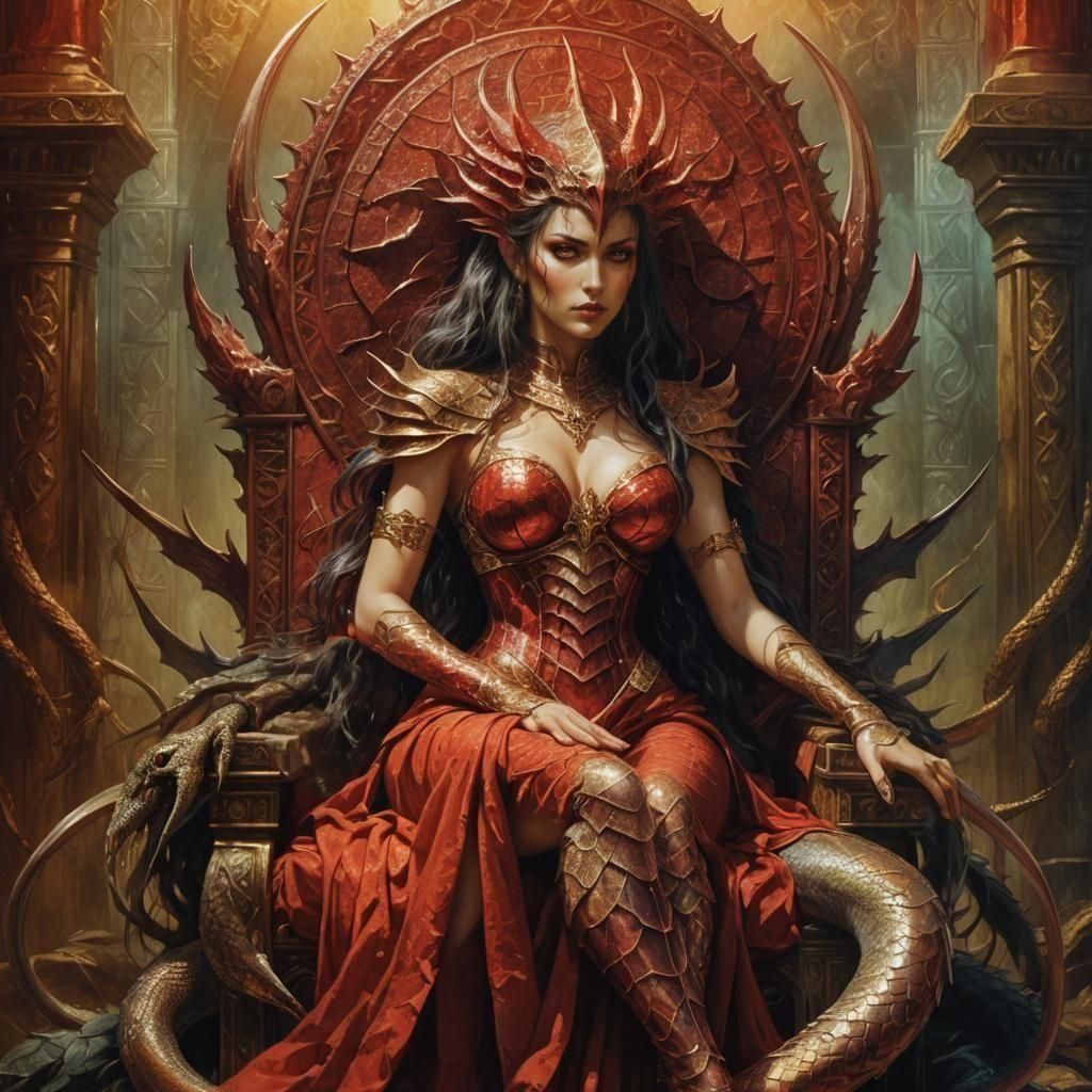 red-scaled lamia naga Luis Royo