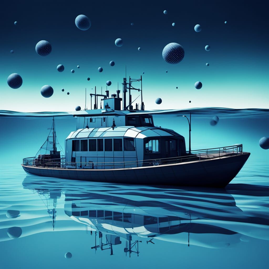 High Tech Ocean Bumps Boat: 3D Render