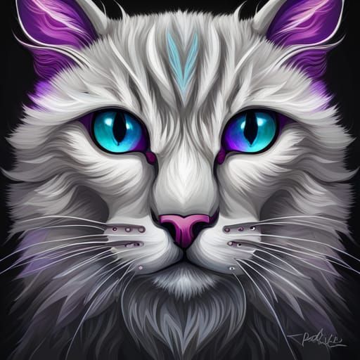 Abstract Demon Cat with Glowing Eyes