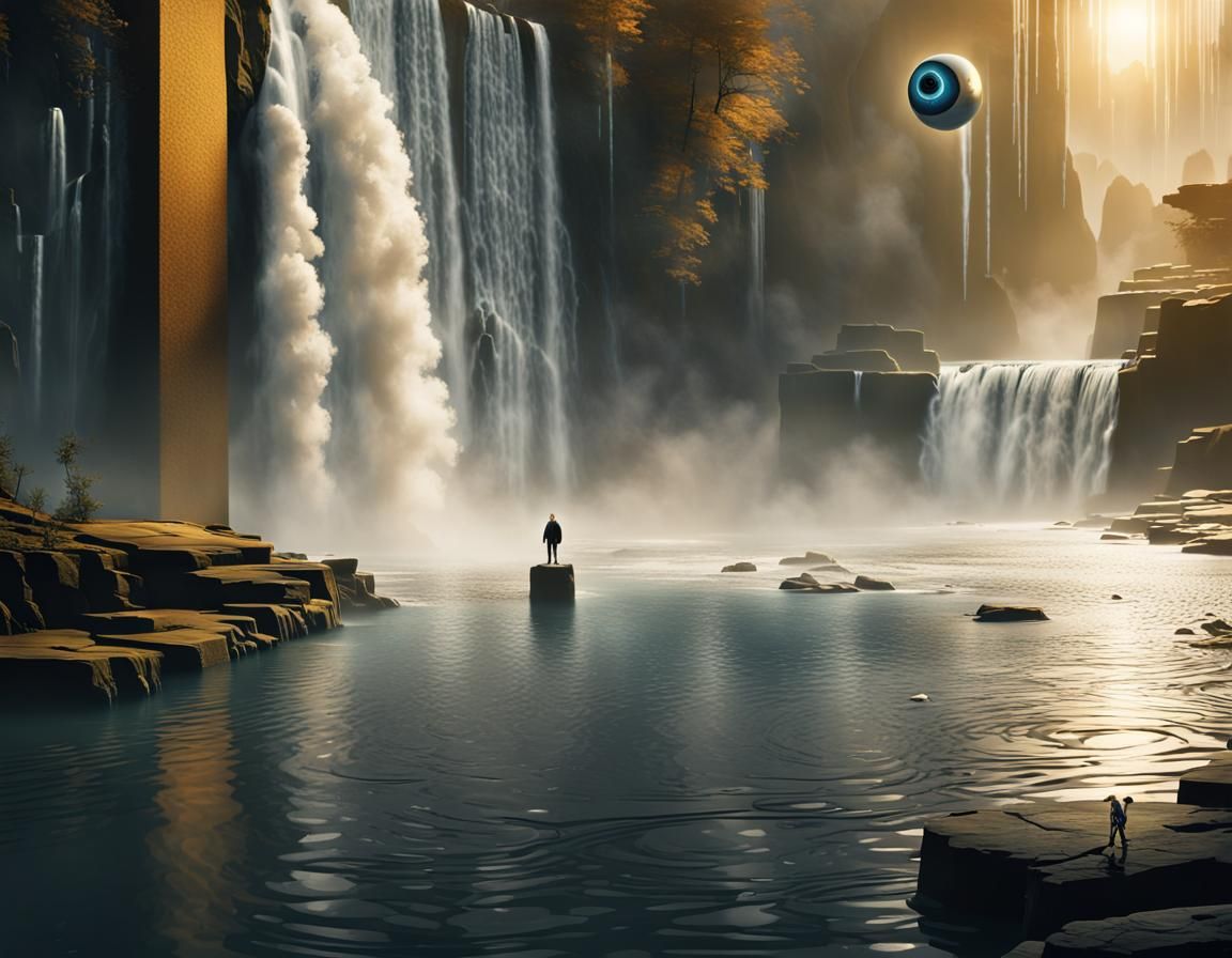 Floating Eyeball Observes Swordsman: Hypermodern Concept Art