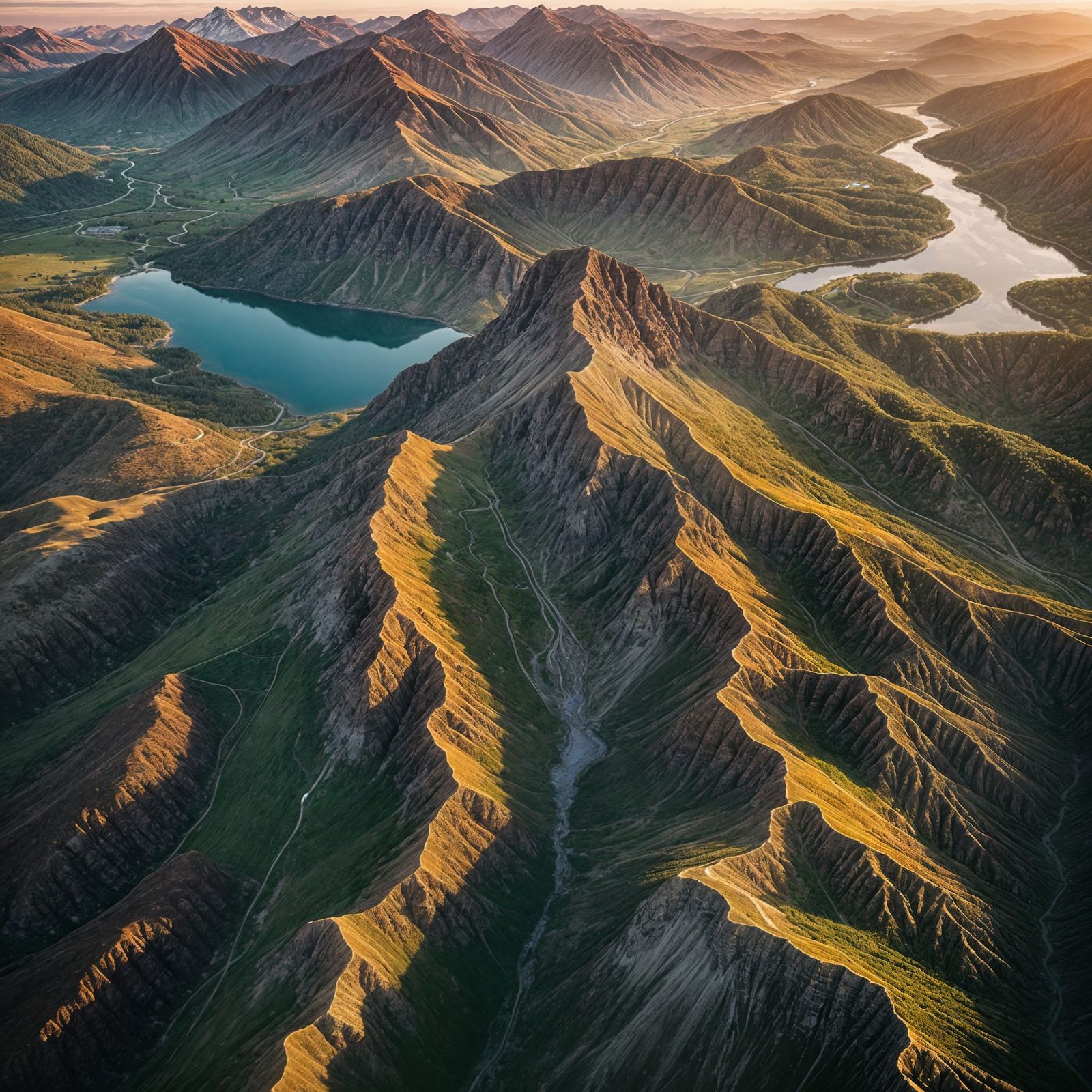 Stunning Sunset Landscape from Drone View