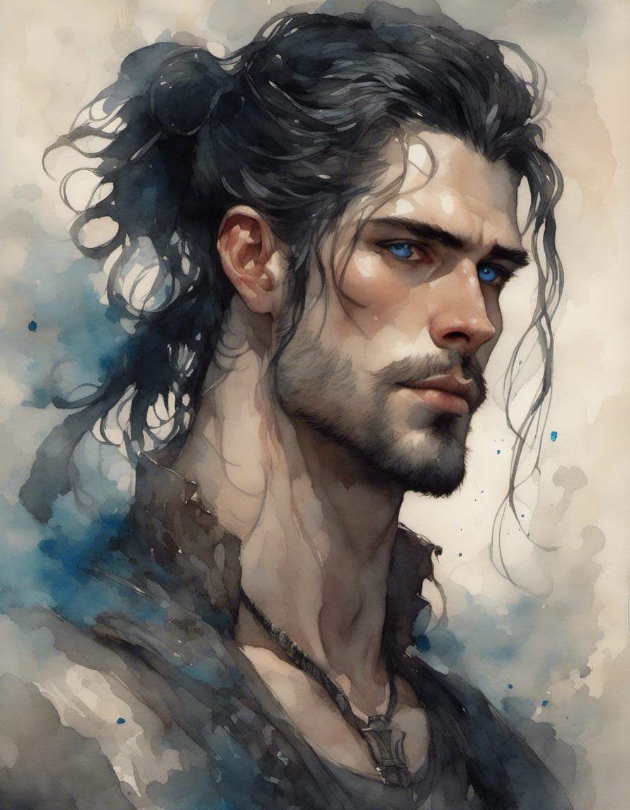 Handsome Man Portrait with Blue Eyes