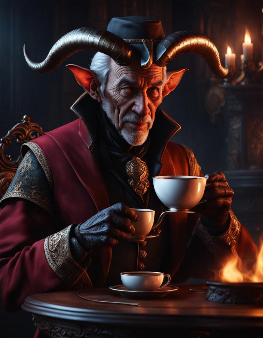 Tiefling Rogue Portrait in Hyperrealistic Detailed Painting