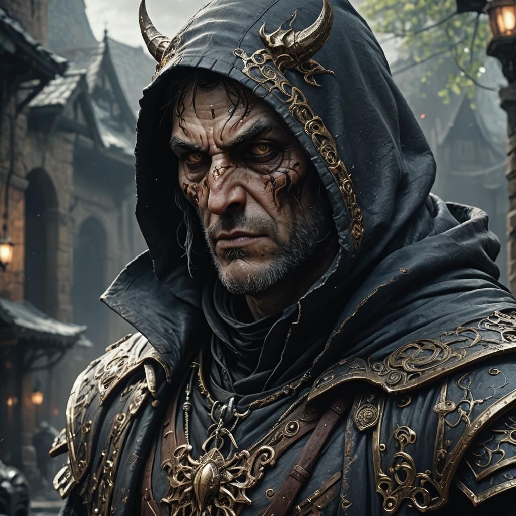 Hooded Demon in High Fantasy Style