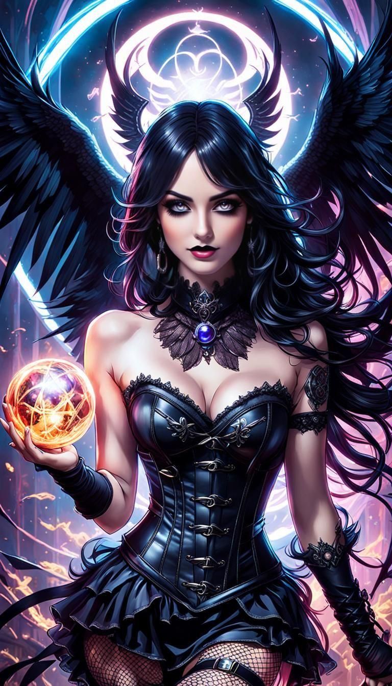 Ember-Eyed Goth with Dark Energy Orb