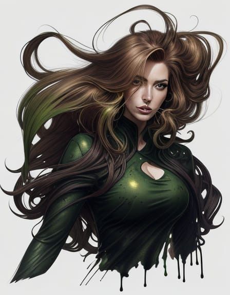 Ethereal Goddess Emerges from Vibrant Fog