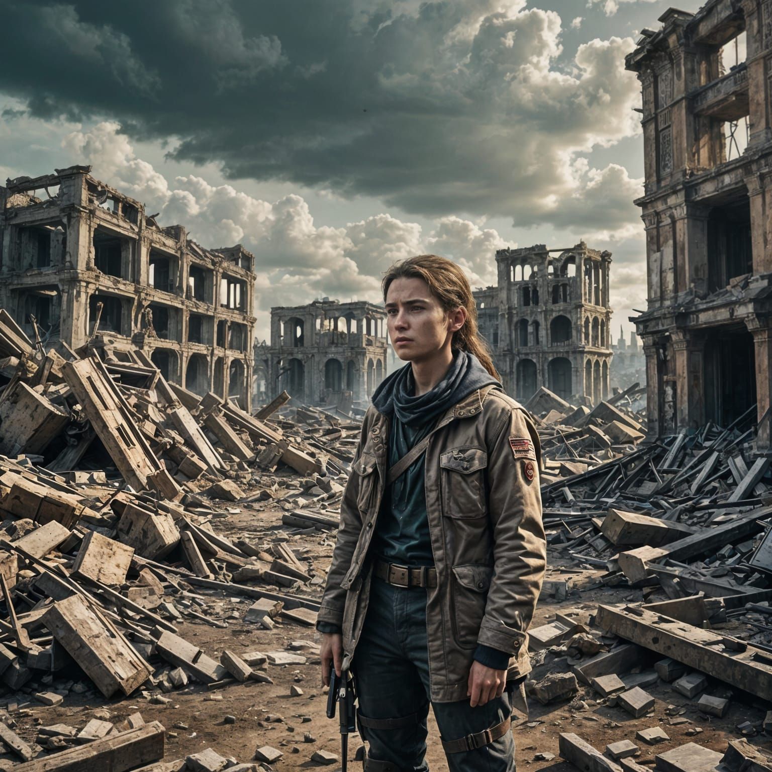 Hunter in a Tyrannical Apocalypse: Cinematic Film Still