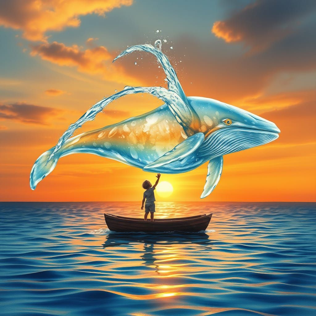 Fantasy Whale Scene in Watercolor