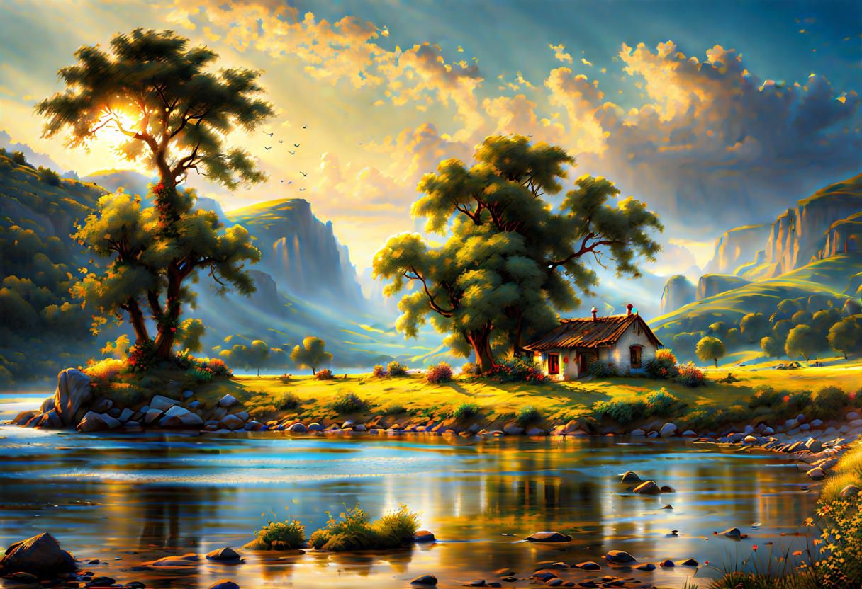 Hyperrealistic Summer Landscape in Perfect Composition