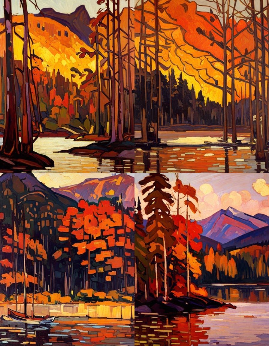 Canadian Landscape Painting in Tom Thomson Style