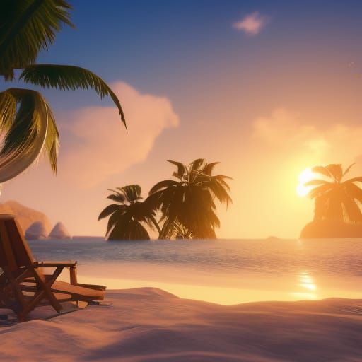 Vacation Beach Chairs in 3D Game Style