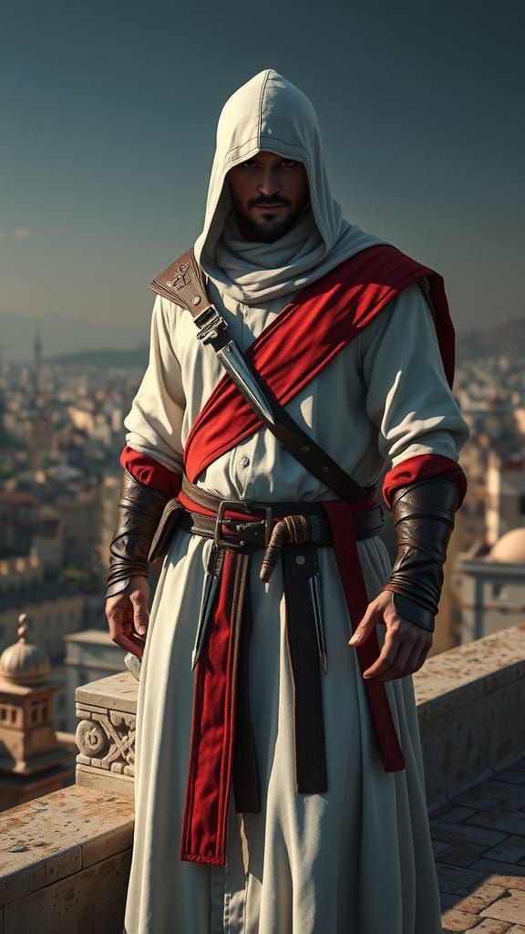 Rooftop Assassin in Hyperdetailed Digital Art