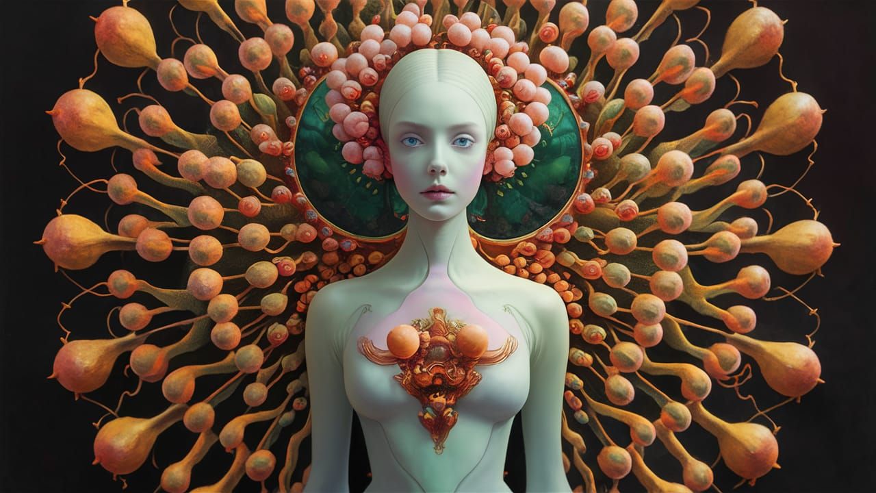 Escher-esque Mirrored Fantasy Watercolor Image