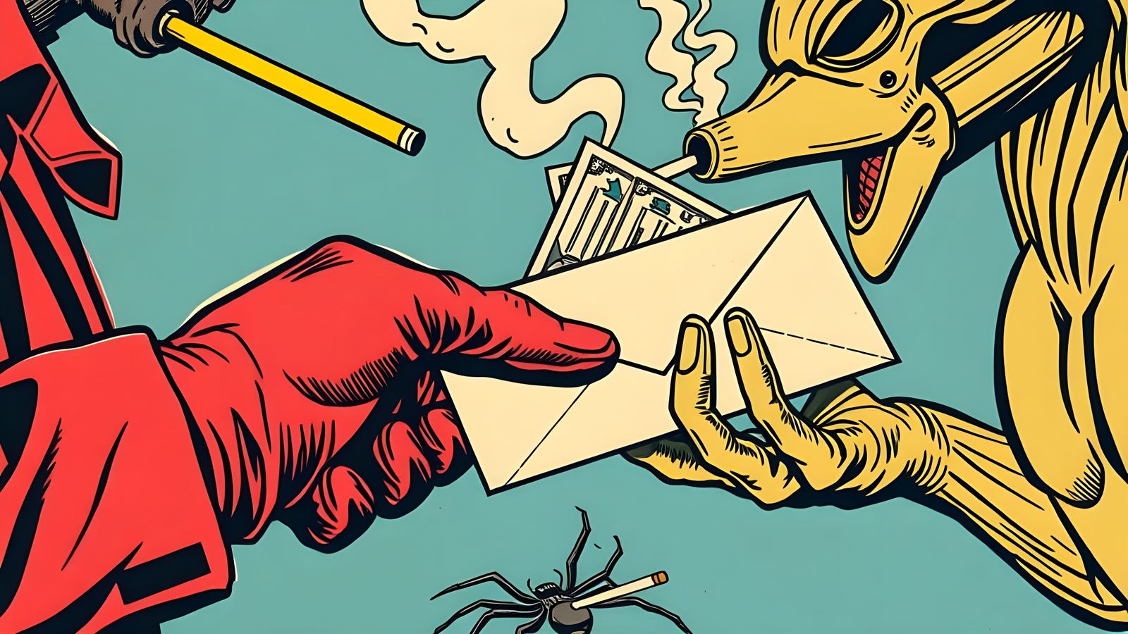 Torn Sci-Fi Comic Panel Depicts Gloved Alien Hand Exchange i...