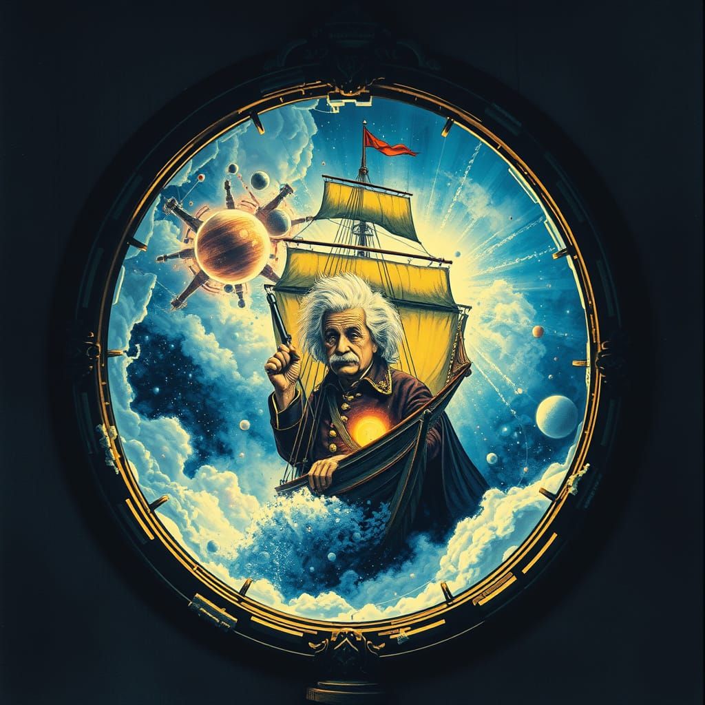 Einstein as Cosmic Pirate Captain in Alternate Reality