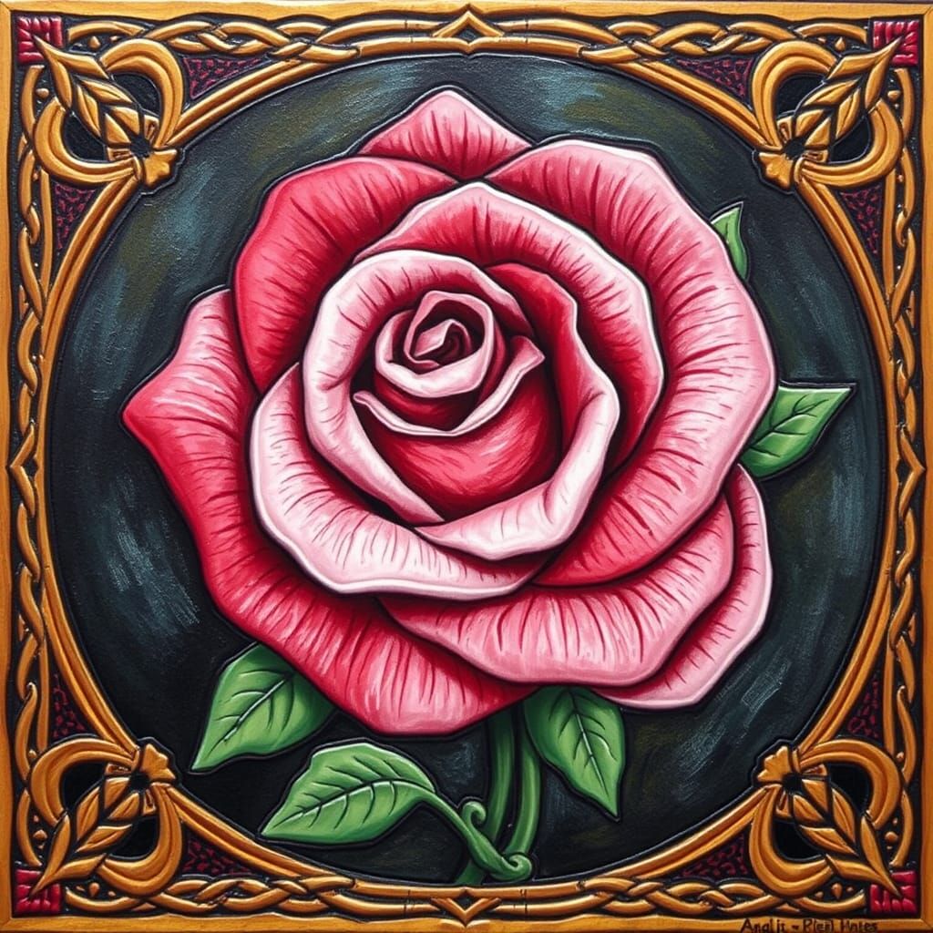 Rose framed by Celtic Knot Pattern