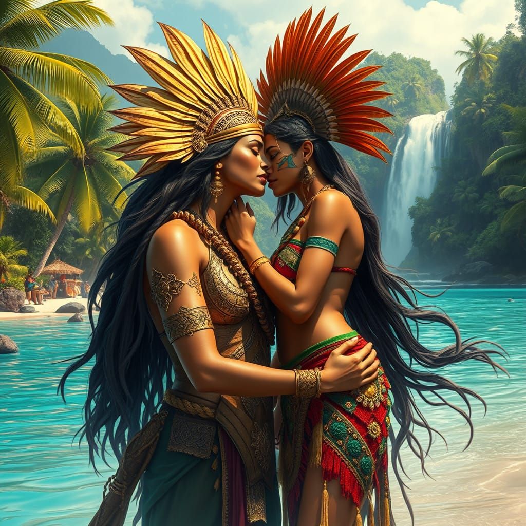 Amazonian Queen in a Vibrant Tribal Paradise