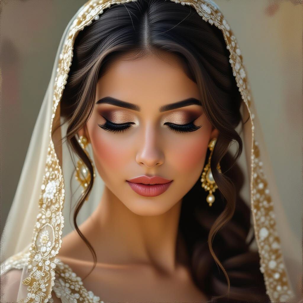 Middle Eastern Bride with Impasto Background
