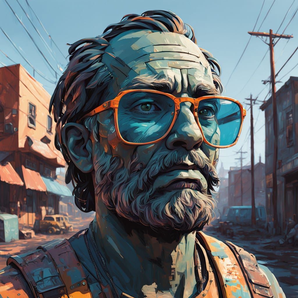 Ancient Greek Bust with Modern Twist in Vibrant Graffiti Sty...