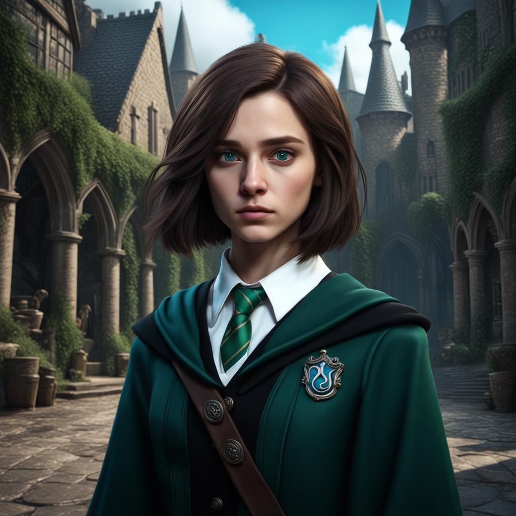 Slytherin Girl and Ravenclaw Boy, Detailed Digital Art