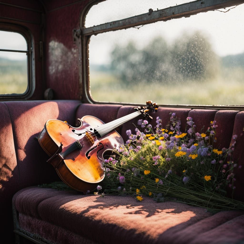 Wildflowers Bloom in Abandoned Train Car