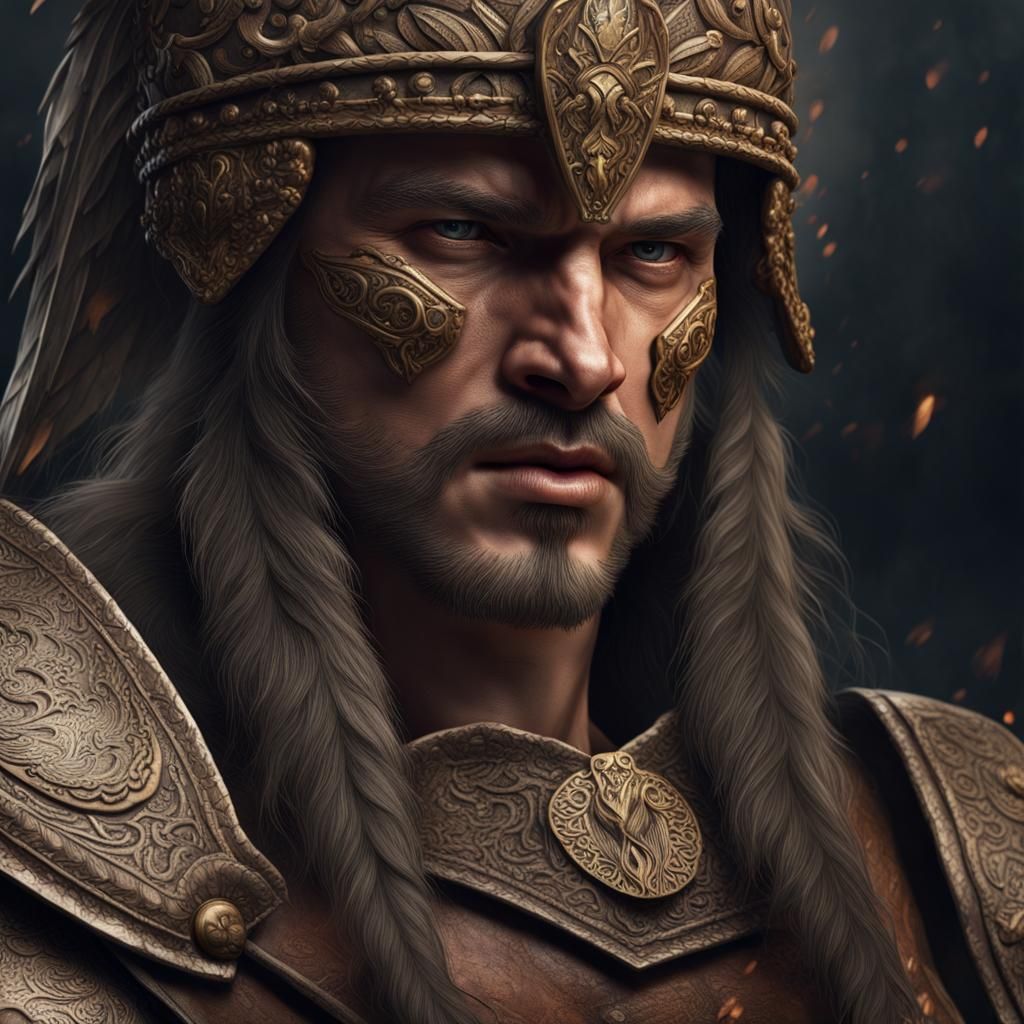 Hyperrealistic Saxon Warrior in Detailed Matte Painting