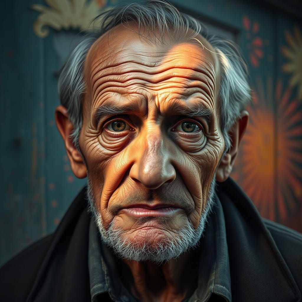 Weathered Elderly Man Radiates Wisdom and Kindness