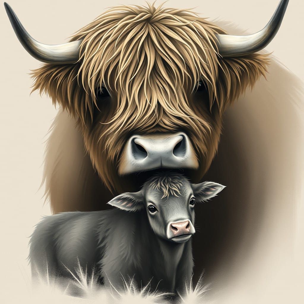 Highland cow and calf