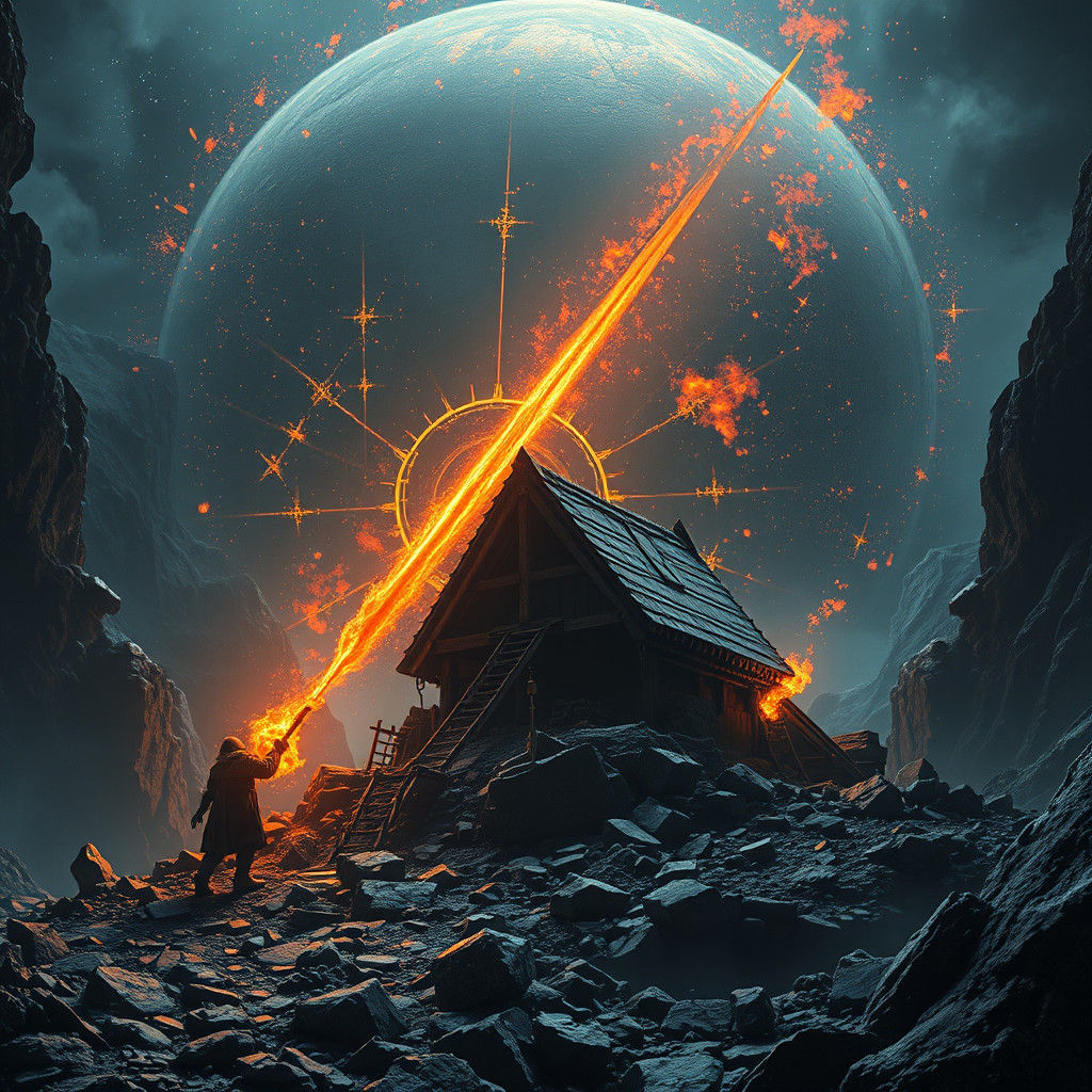 Dwarf Mining a Dying Star: Epic Digital Matte Painting