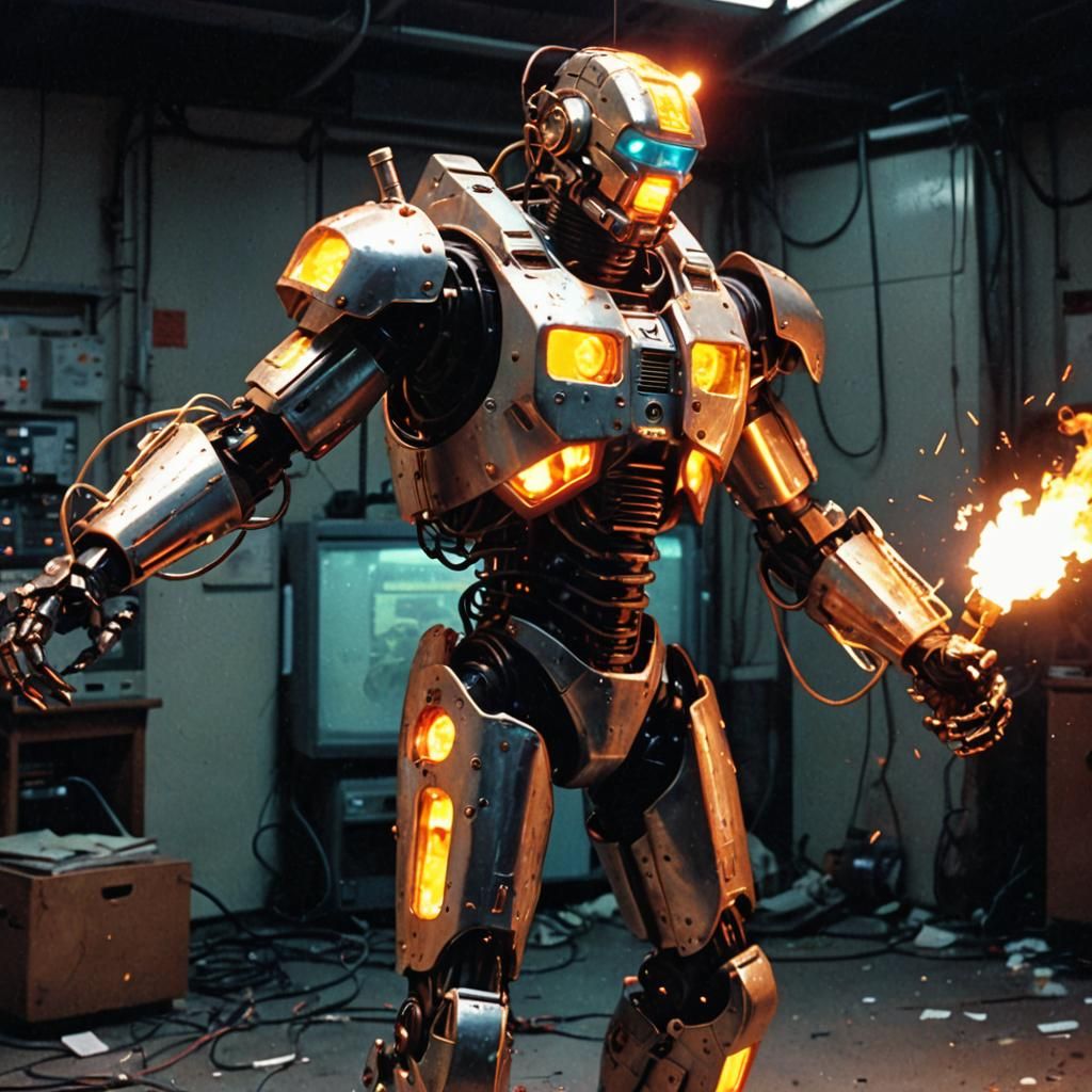 Electric Cyborg in Dreamcore Science Lab