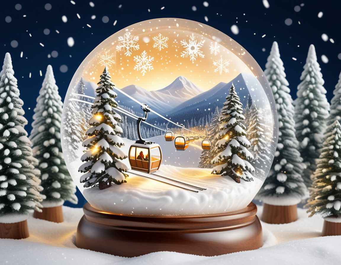 Magical Winter Wonderland Snow Globe Scene
