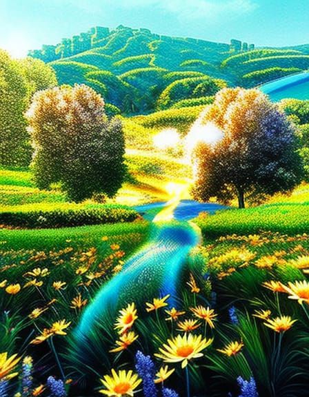 Sunshine Day: A Hyperrealistic Summer Scene