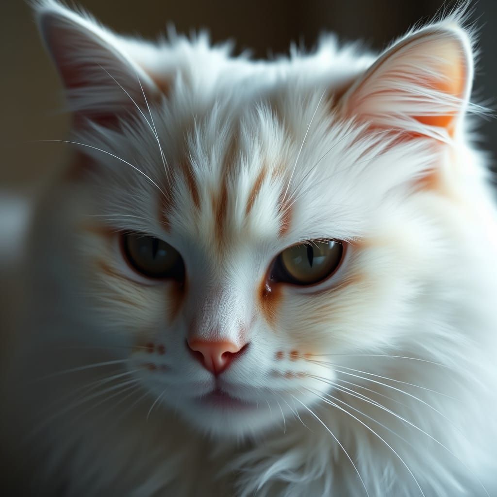 Serene White Persian Cat Close-Up