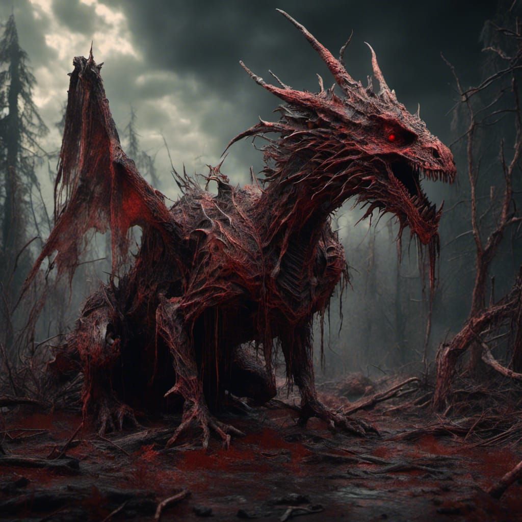 Skeletal Dragon Hellgod in Macabre Style